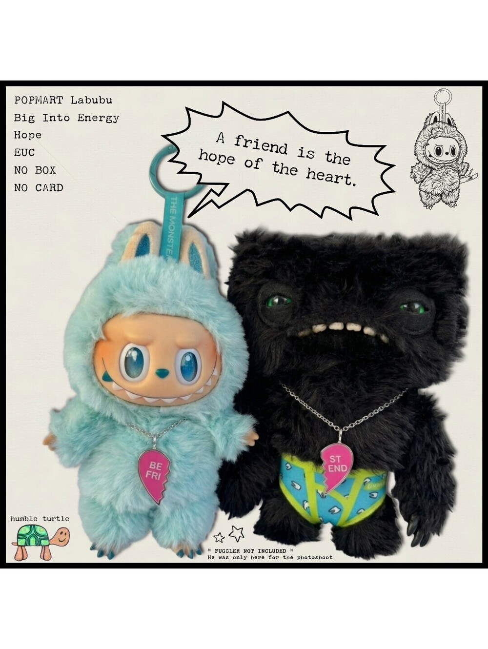 POP MART Labubu Big Into Energy Hope Plush Keychain | NO BOX OR CARD | EUC w/ QR